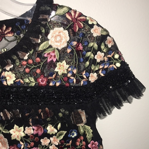 SEEN ON DISNEY'S ANDI MACK! ASOS Embroidered Floral sheer mesh top. Womens XXS - Picture 6 of 9